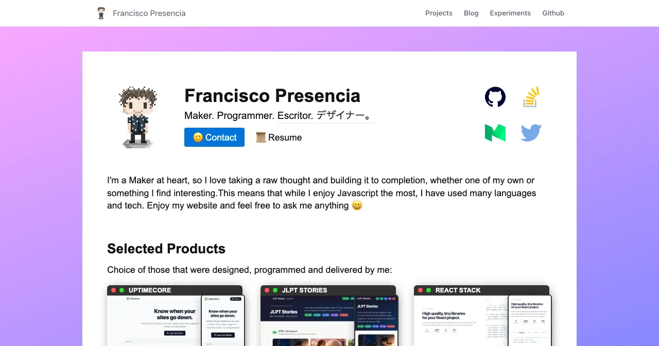 Desktop view of francisco.io