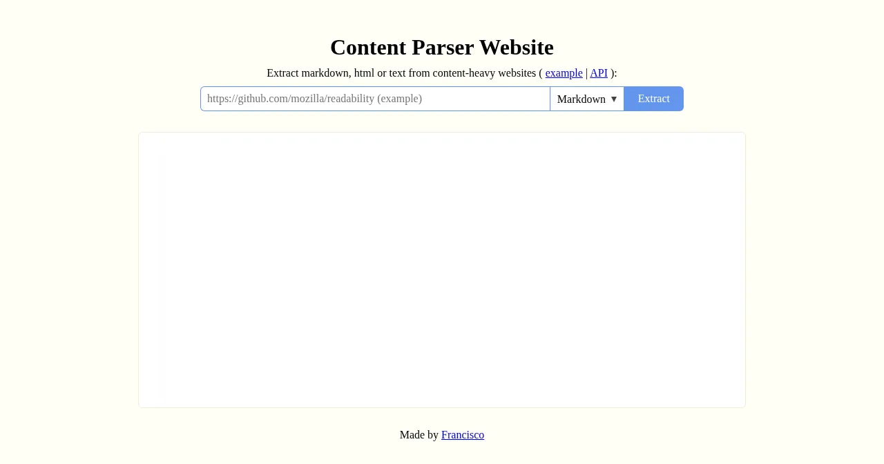 Desktop view of content-parser.com