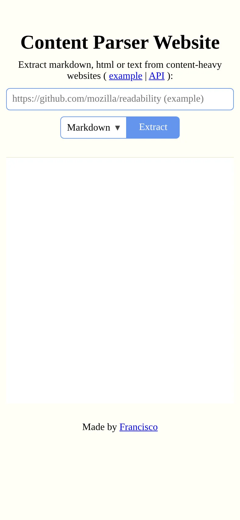 Mobile view of content-parser.com
