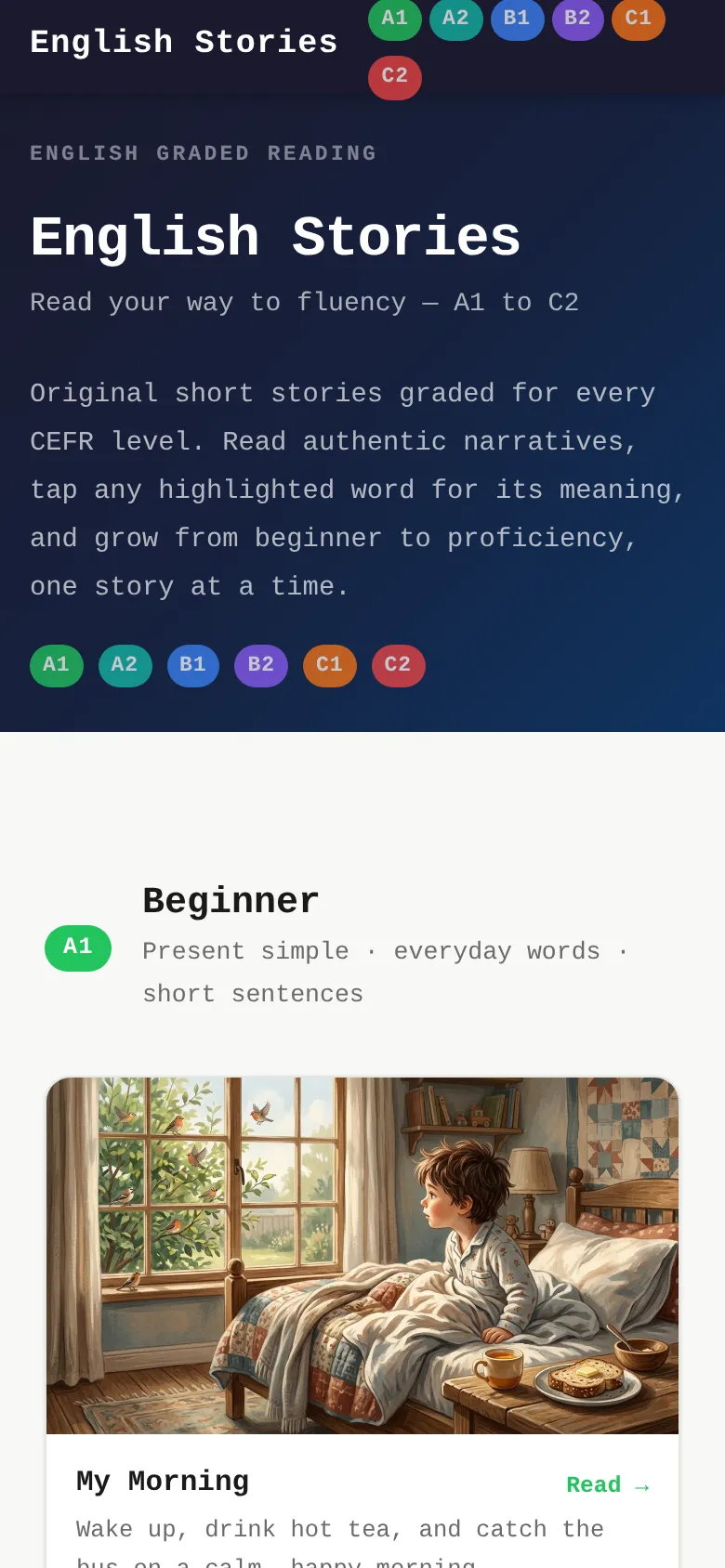 Mobile view of english-stories.com