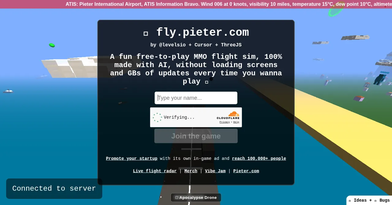 Desktop view of fly.pieter.com