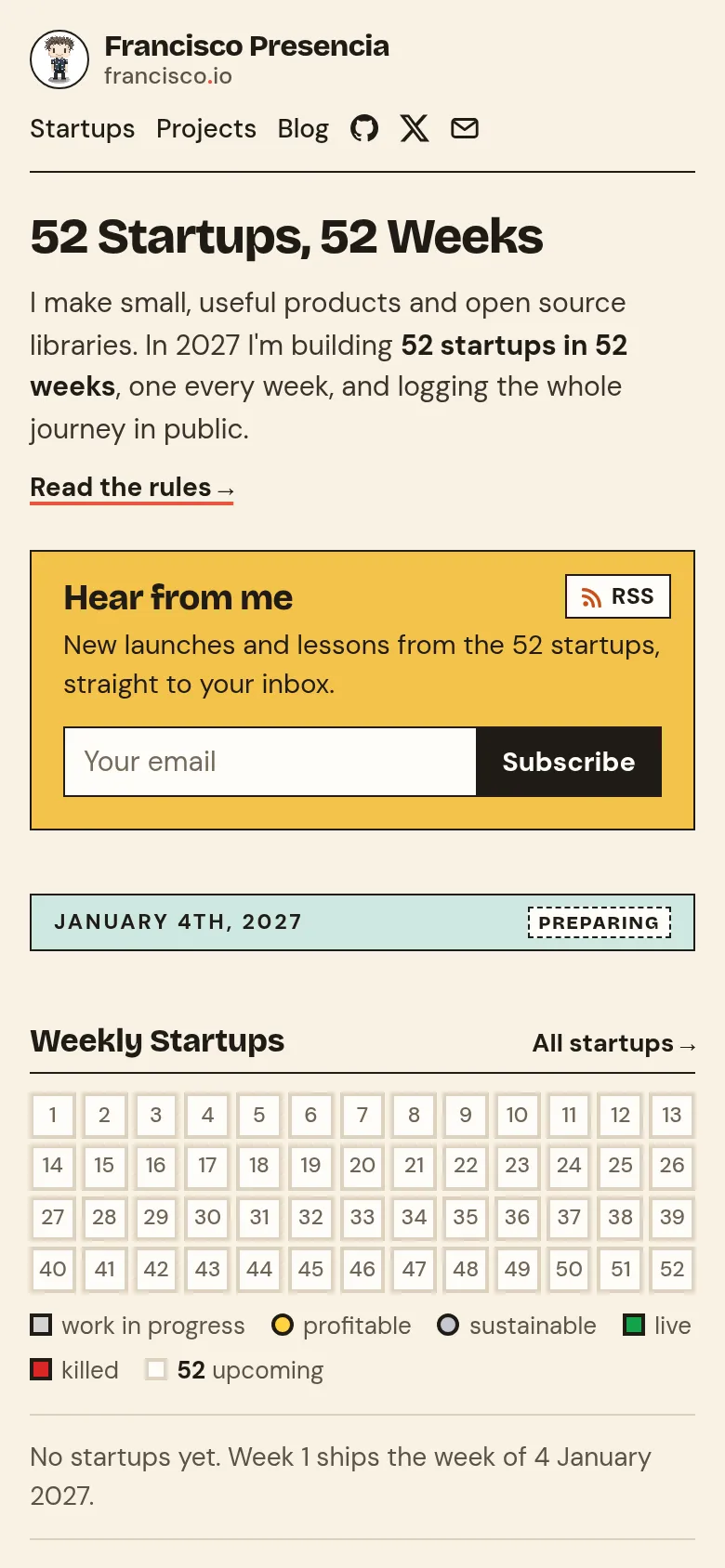 Mobile view of francisco.io