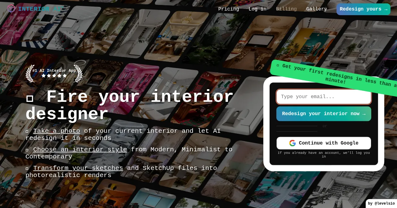 Desktop view of interiorai.com