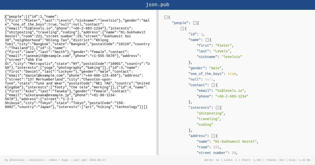 Desktop view of json.pub