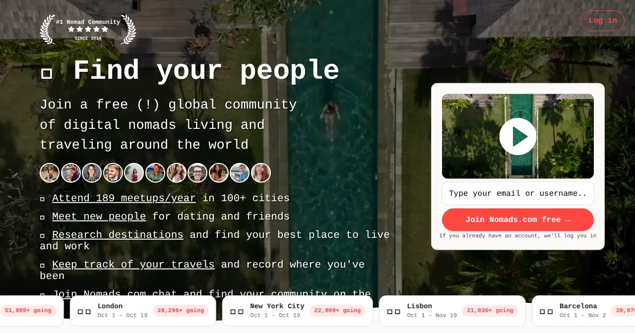 Desktop view of nomads.com