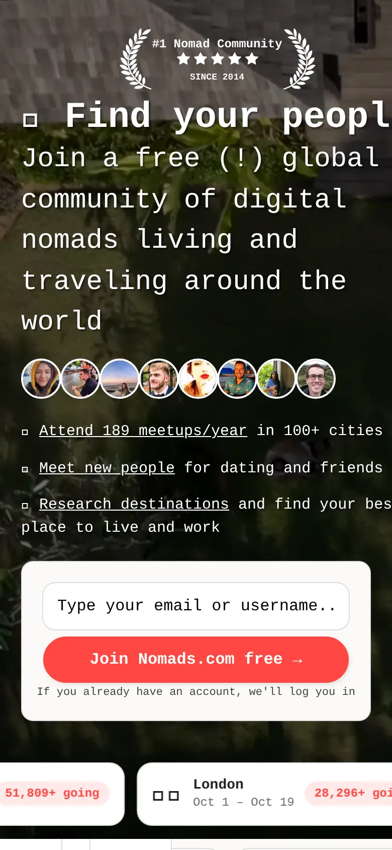 Mobile view of nomads.com