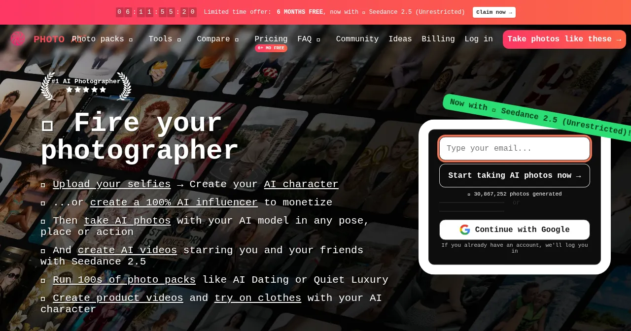Desktop view of photoai.com