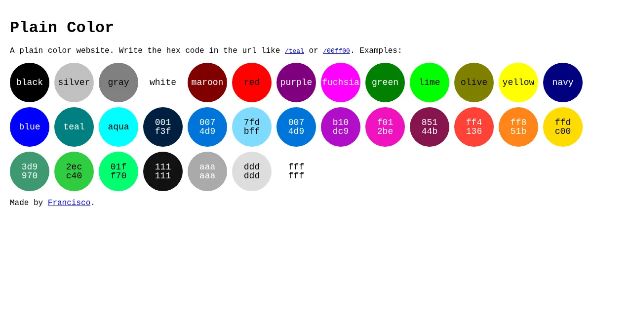 Desktop view of plain-color.com