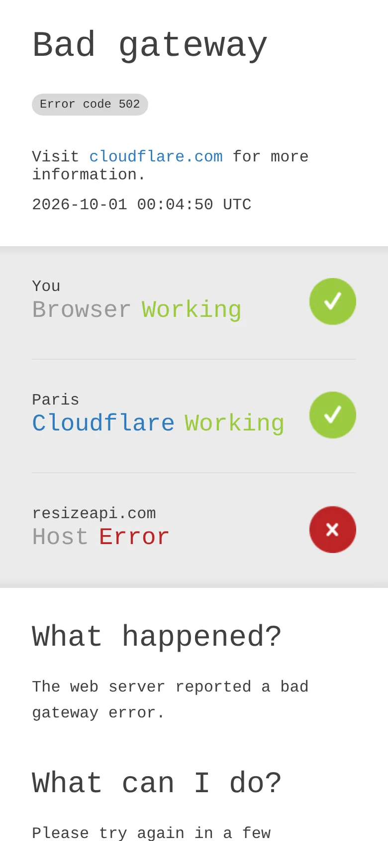 Mobile view of resizeapi.com